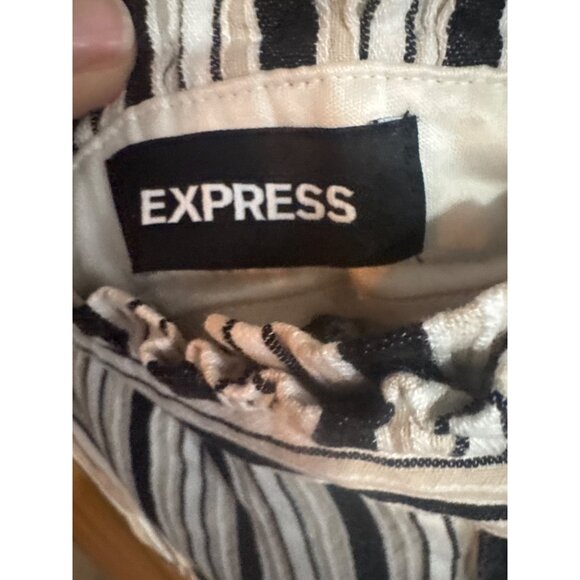 Express Striped Ankle High Rise Pants Size 8R Cotton/Polyester Womens - Picture 4 of 6